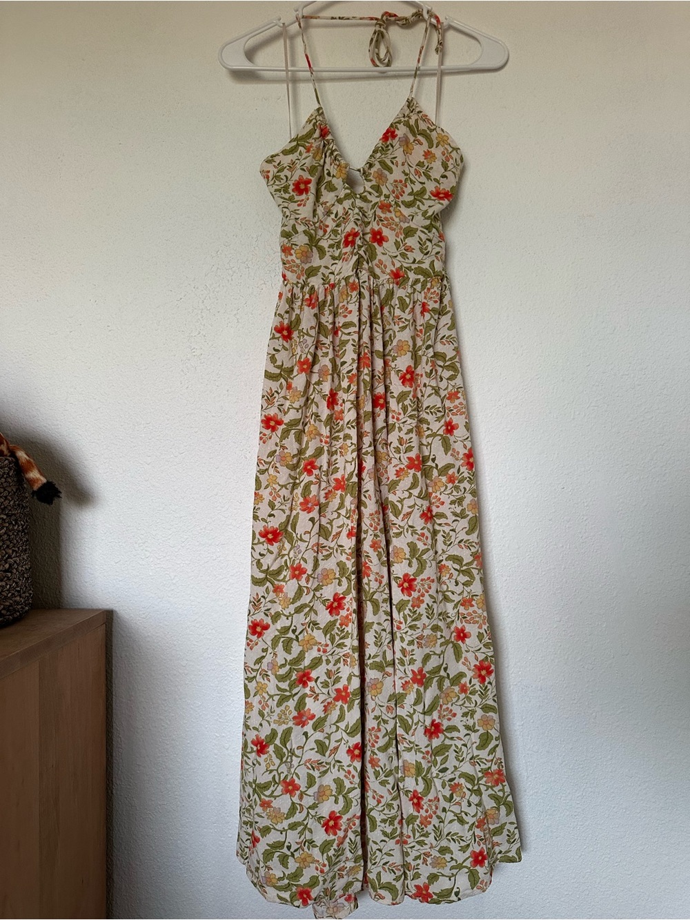 Billabong Floral Midi Dress in Cream, Green & Coral